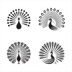 four black peacock silhouettes with vector eps illustration on a white background high-quality fully editable file
