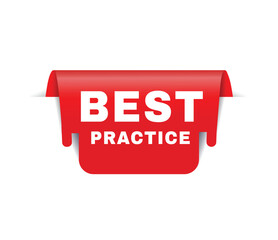 Best practice banner red, colorful vector illustration, advertising or business concept.