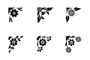 set of black silhouettes of icons