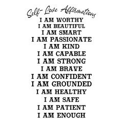 Self-Love Affirmations I Am Worthy I Am Beautiful I Am Smart I Am Passionate