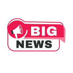 Big news banner element or badge icon template red. Vector symbol design.