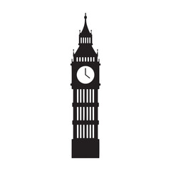 Vector illustration of famous Big Ben tower in London isolated over white background. National symbol. Tourism attraction of capital of Great Britain.