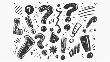 Grunge Exclamation Question Marks Sketch Vector