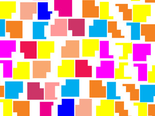 Abstract colorful checkered pattern seamless and confetti, on white background. Bright colorful retro checkered pattern background. Pixel pattern game background.
