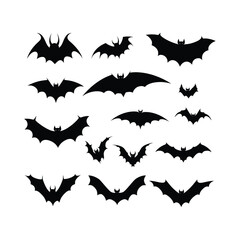 Fototapeta premium Different Bats silhouettes bundle vector isolated