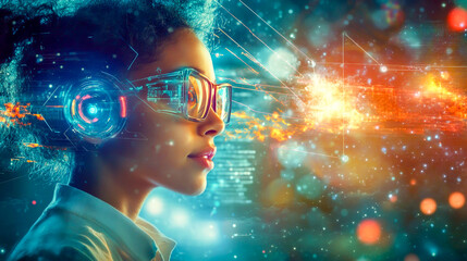 Create an inspiring image of a young, passionate inventor, their face glowing with excitement as they proudly unveil a groundbreaking, futuristic invention to the world 