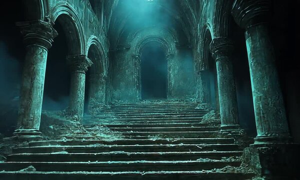 Submerged Staircase to Mystery: An Eerie Underwater Palace
