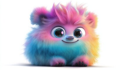 Fluffy animal cartoon character with pastel colors