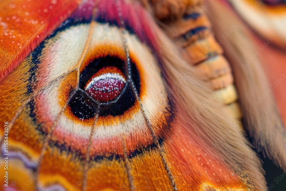 Poster Close-up view of a moth's eye showcasing intricate details, with a focus on textures and features in natural lighting