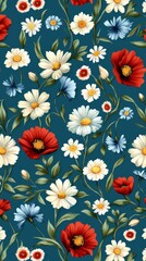 Obraz premium Vibrant floral pattern design textile studio digital art indoor close-up view nature inspiration