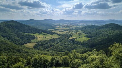 Naklejka premium Majestic Mountain Valley Panorama