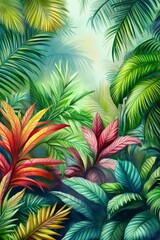Fototapeta premium Colorful Watercolor Rainforest Collection