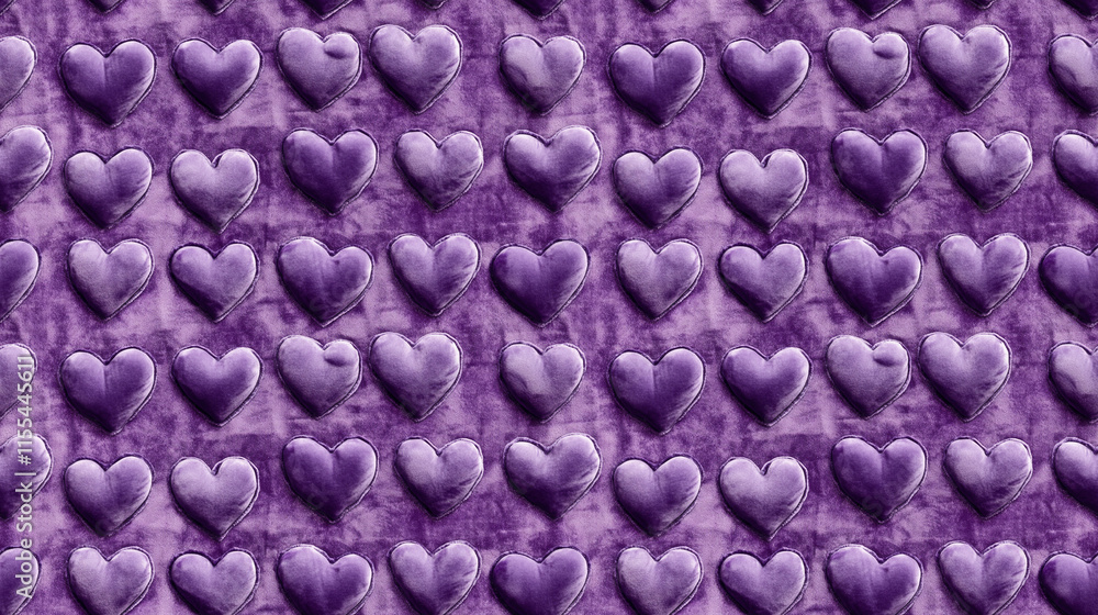 Wall mural soft purple velvet hearts, repeatable seamless valentine background tile
