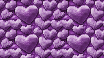 Obraz premium soft purple velvet hearts, repeatable seamless valentine background tile 
