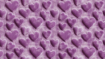 Obraz premium soft purple velvet hearts, repeatable seamless valentine background tile 