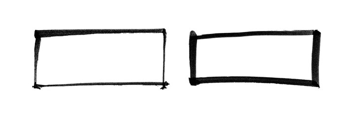 Small Rectangle Frame Set | Black Marker PNG Isolated hand drawn doodle Elements on transparent background 