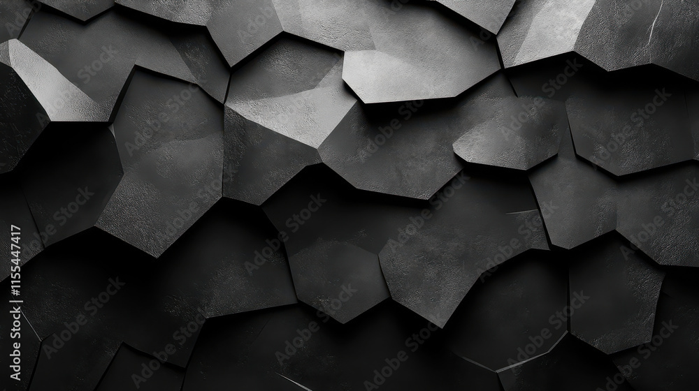 Poster dynamic abstract black faceted paper texture for creative graphic design projects