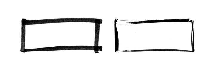 Small Rectangle Frame Set | Black Marker PNG Isolated hand drawn doodle Elements on transparent background 