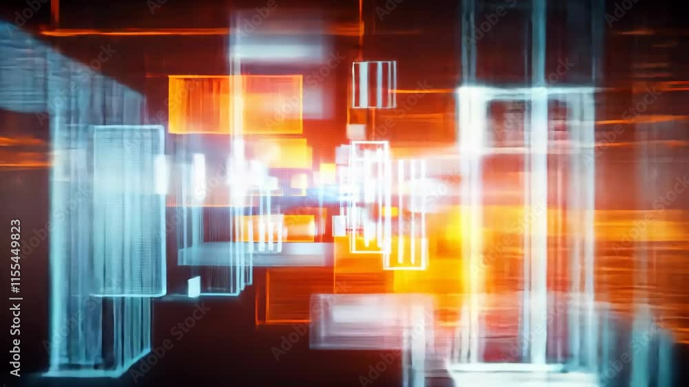 Poster futuristic abstract background with glowing lines and geometric shapes in motion
