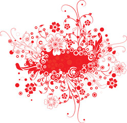Rectangle Frame with Red Flower Illustration on White Background
