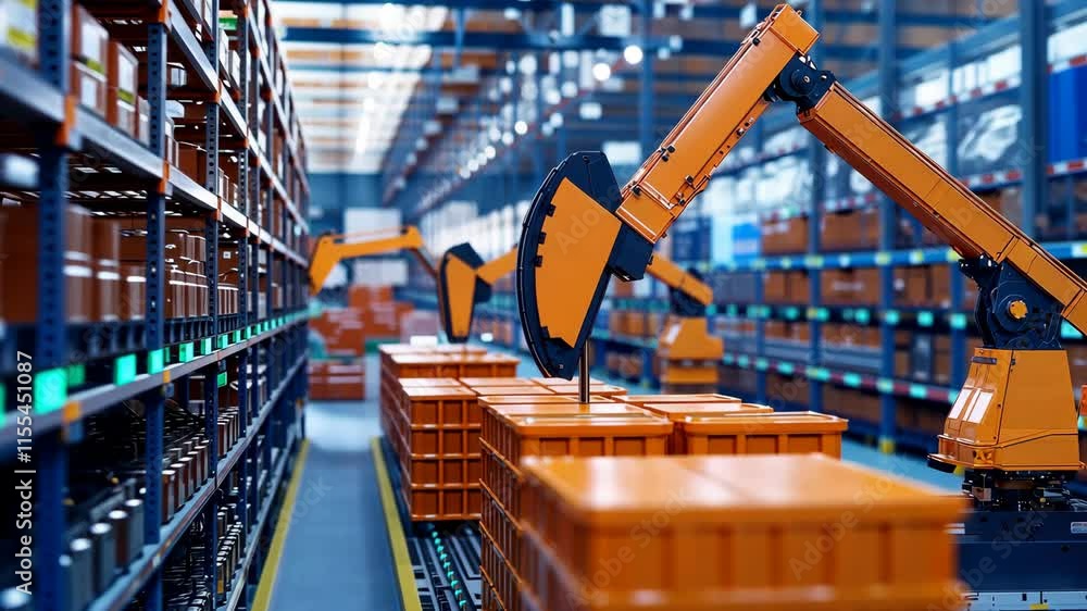 Aufkleber advanced robotic arms in industrial warehouse for efficient automation operations