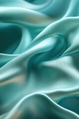 Obraz premium Teal mint jade green aqua blue abstract background. Smooth satin fabric drapes in elegant luxury shimmer light.