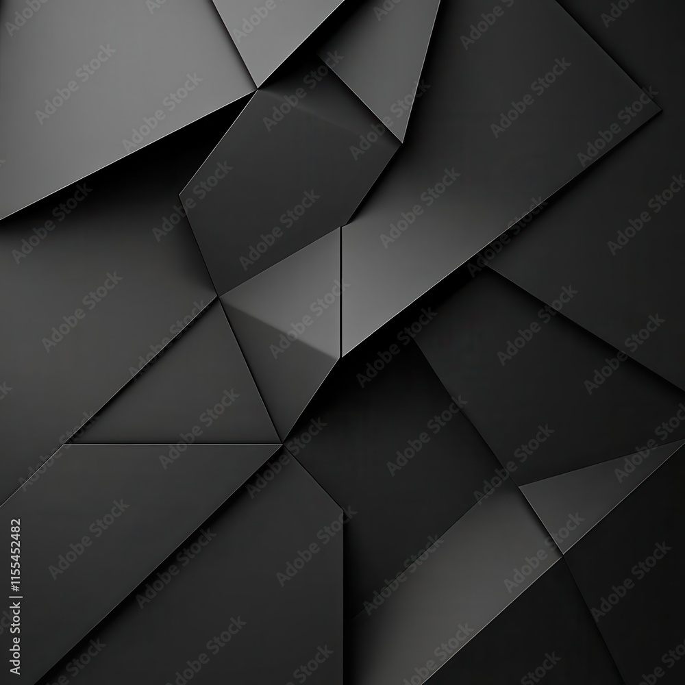 Poster sleek black-on-black geometric background, featuring subtle angular shapes with both matte and gloss