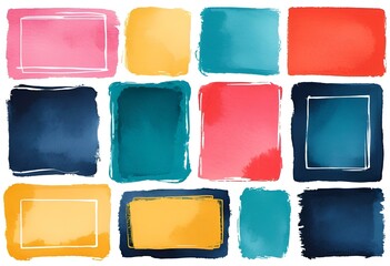 set of watercolor paint strokes