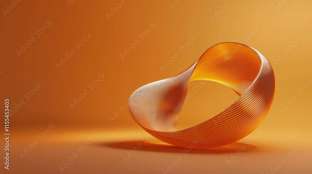 Poster a twisted orange object is on a yellow background