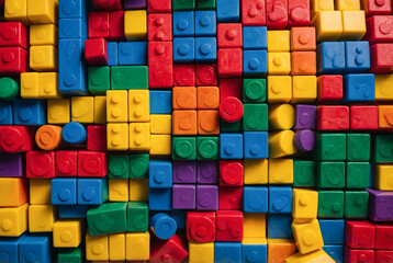 vivid scattering of colorful toy blocks forming a playful geometric design
