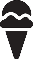 Simple black and white ice cream cone