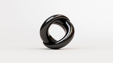 A black and white sculpture of a circle with a hole in the middle