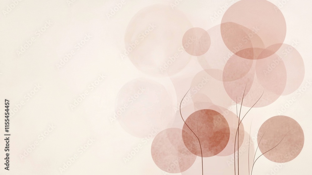 Poster a painting of a tree with many circles surrounding it