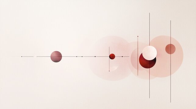 A series of red circles and lines on a white background