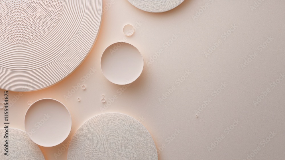 Poster a white background with a series of circles and a few dots