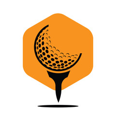 Golf Logo Design Template Vector. Golf ball on tee logo design icon.