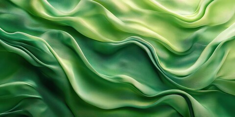 Obraz premium Lush tropical green silk folds, featuring vibrant and fresh textures with a hint of shimmer, creating an energizing abstract backdrop for eco-friendly projects.
