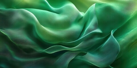 Obraz premium Lush tropical green silk folds, vibrant and fresh textures with subtle shimmer, energizing abstract background for eco projects.