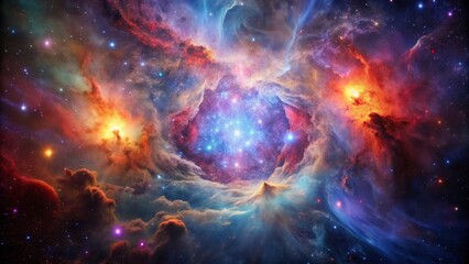 Obraz premium Cosmic Nebulae: Vibrant Deep Space Wonders - Medium Shot Astrophotography