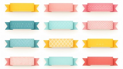 Professional Realistic Blank Fabric Labels Badges with Stitching for Designers