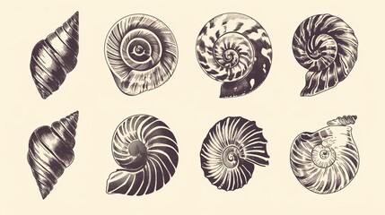 Sea Shell Vector Silhouette Icons for Creative Design Projects