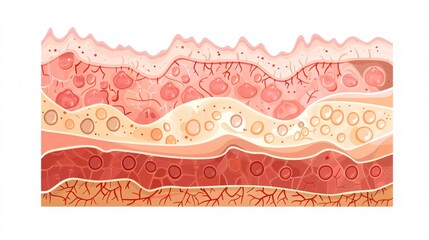 Detailed Human Skin Epidermis with Hair Follicle and Sweat Gland - Medical Anatomy Illustration