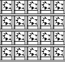 Seamless abstract pattern, black and white background, star-shaped figures with lines. Stylish design for textile, fabric, wallpaper, wrapping paper design. Vector illustration