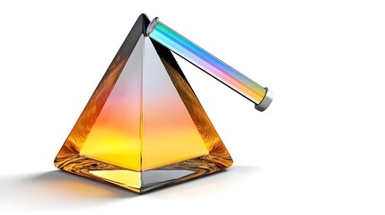 Colorful Prism Pyramid with Reflections and Light Effects