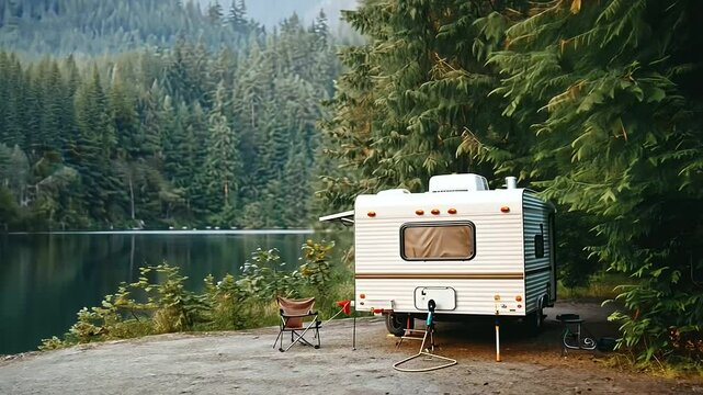 Campsite Water and Sewage Hookup with Forest Background