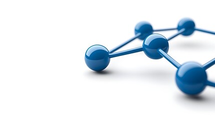 Blue Molecular Model on White Background for Science and Education