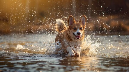 A Dog Joyfully Playing with a Beautiful Smile in a Garden