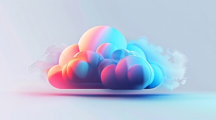 Cloud Service Concept on Grey Gradient Background for Technology Solutions Advertisement