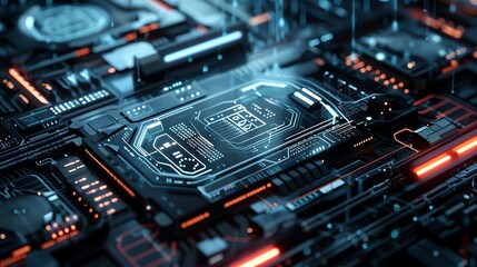 Fototapeta premium A close-up of a futuristic circuit board.