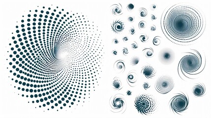 Dynamic Abstract Dotted Spirals Vector Set for Creative Designs